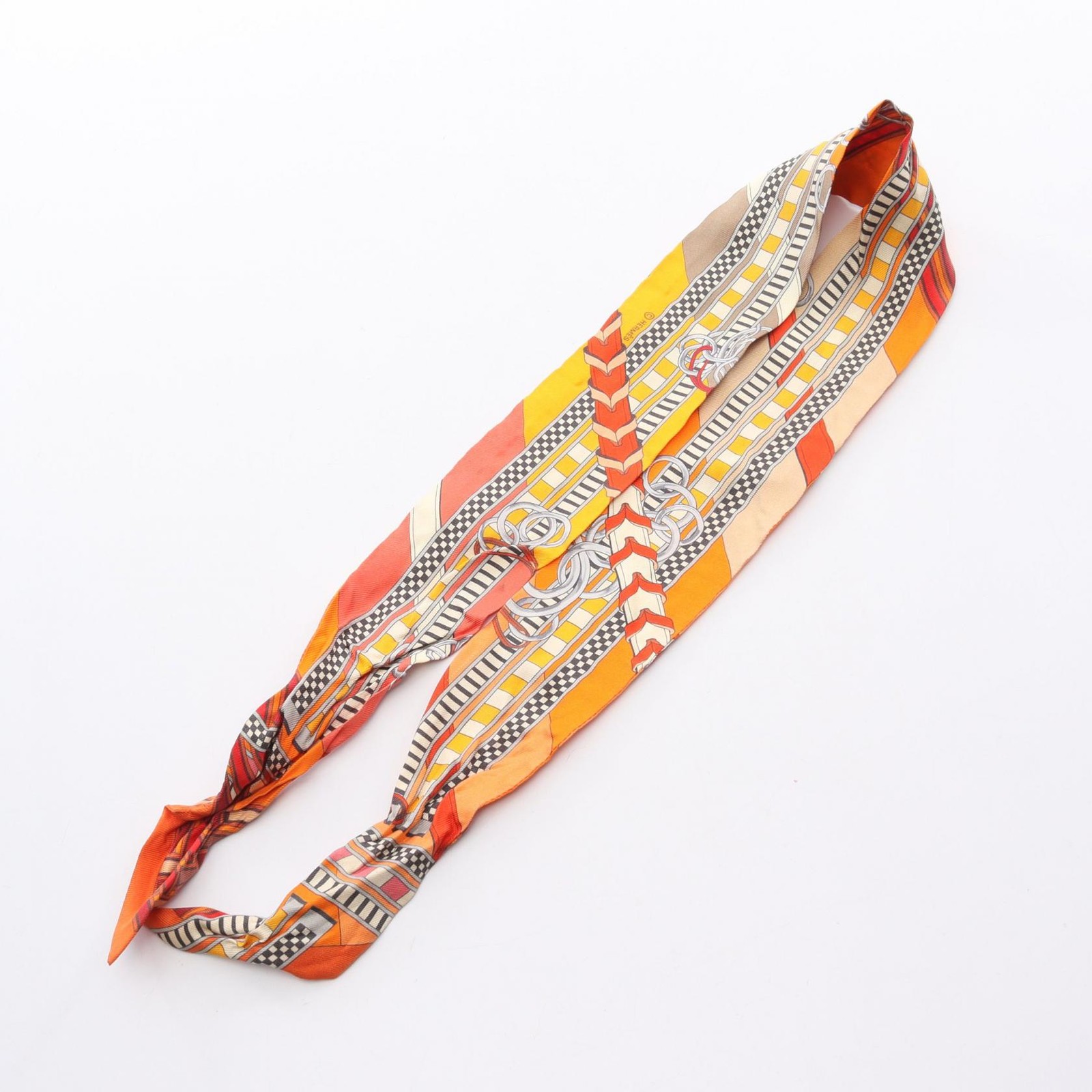 Hermes Twilly Brides Et Gris Scarf Clothing Silk Orange / Multicolor Used