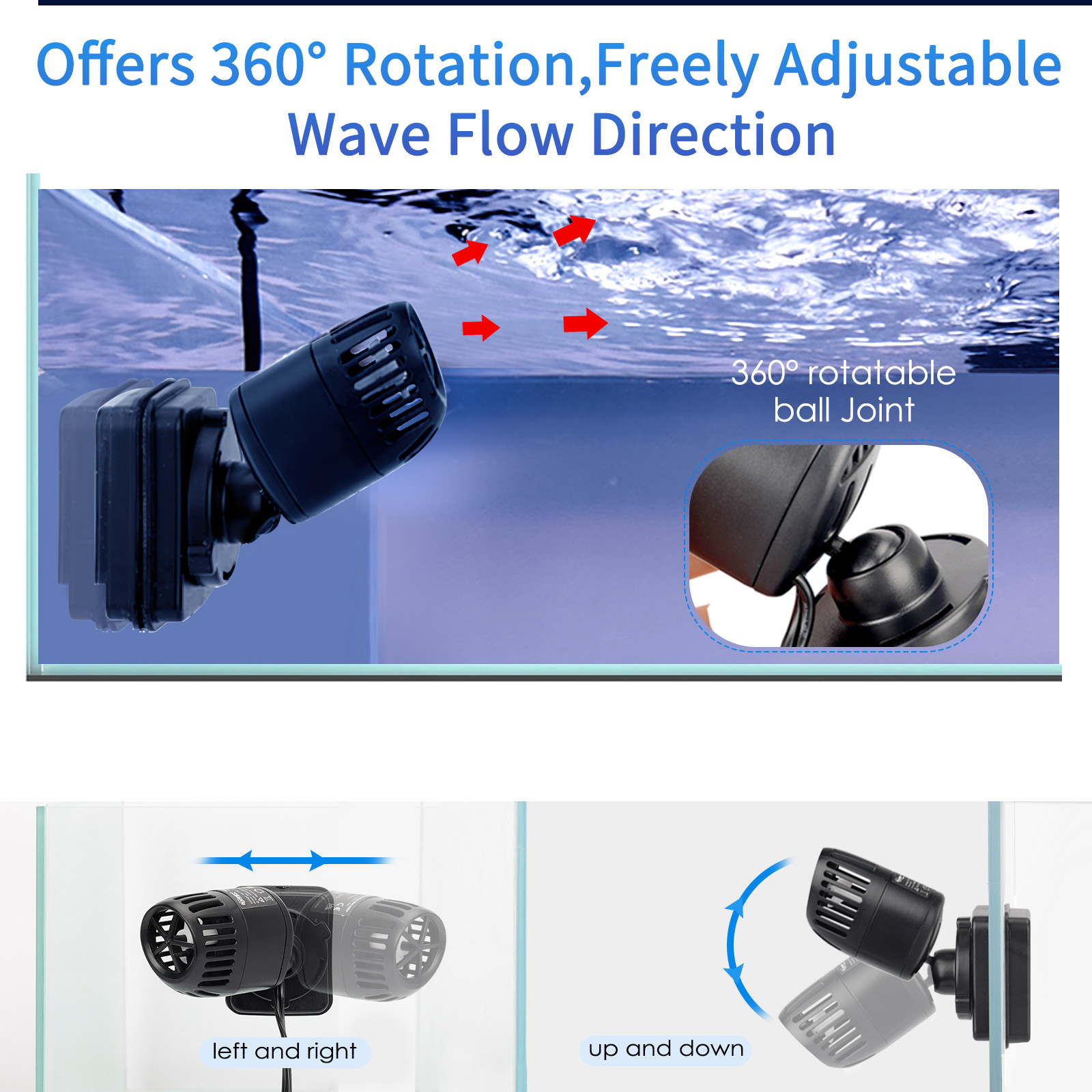 hygger Circulation Pump Fish Tank Wave Maker Powerhead Water Pump w/ Suction Cup