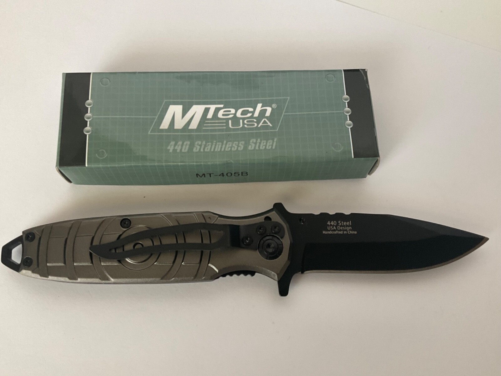 M-Tech Tactical Folding Knife Circle Pattern Handle in Gunmetal Grey MT-405B
