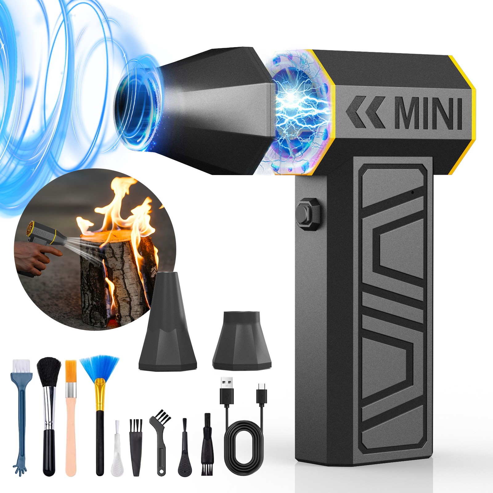Portable Compressed Air Duster Electric Cordless Cleaner for PC Keyboard Car SUV