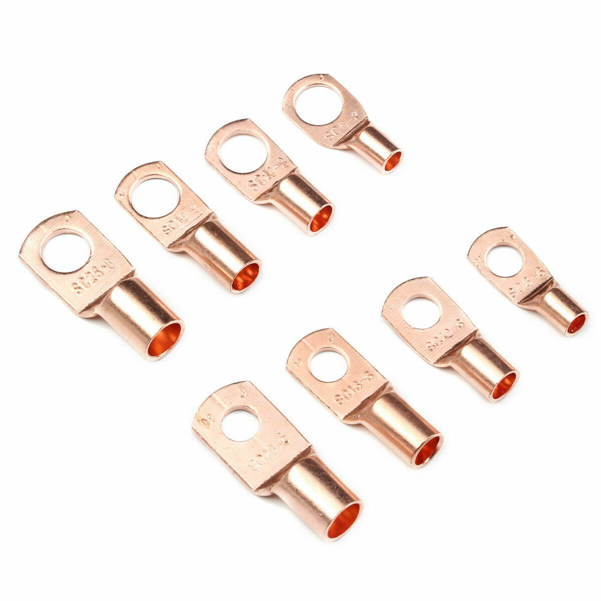 140Pcs Battery Copper Ring Lug Welding Terminal Wire Cable Crimp Connectors