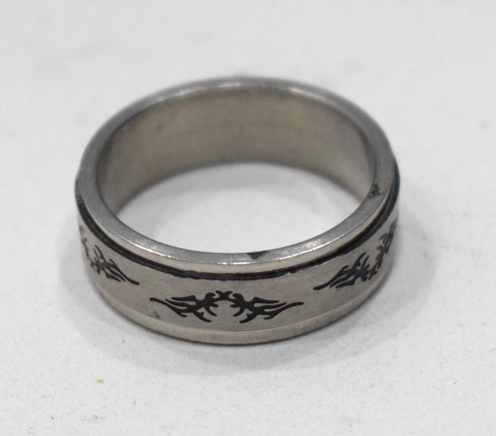 Ring Stainless Steel Etched Spinner Band Ring