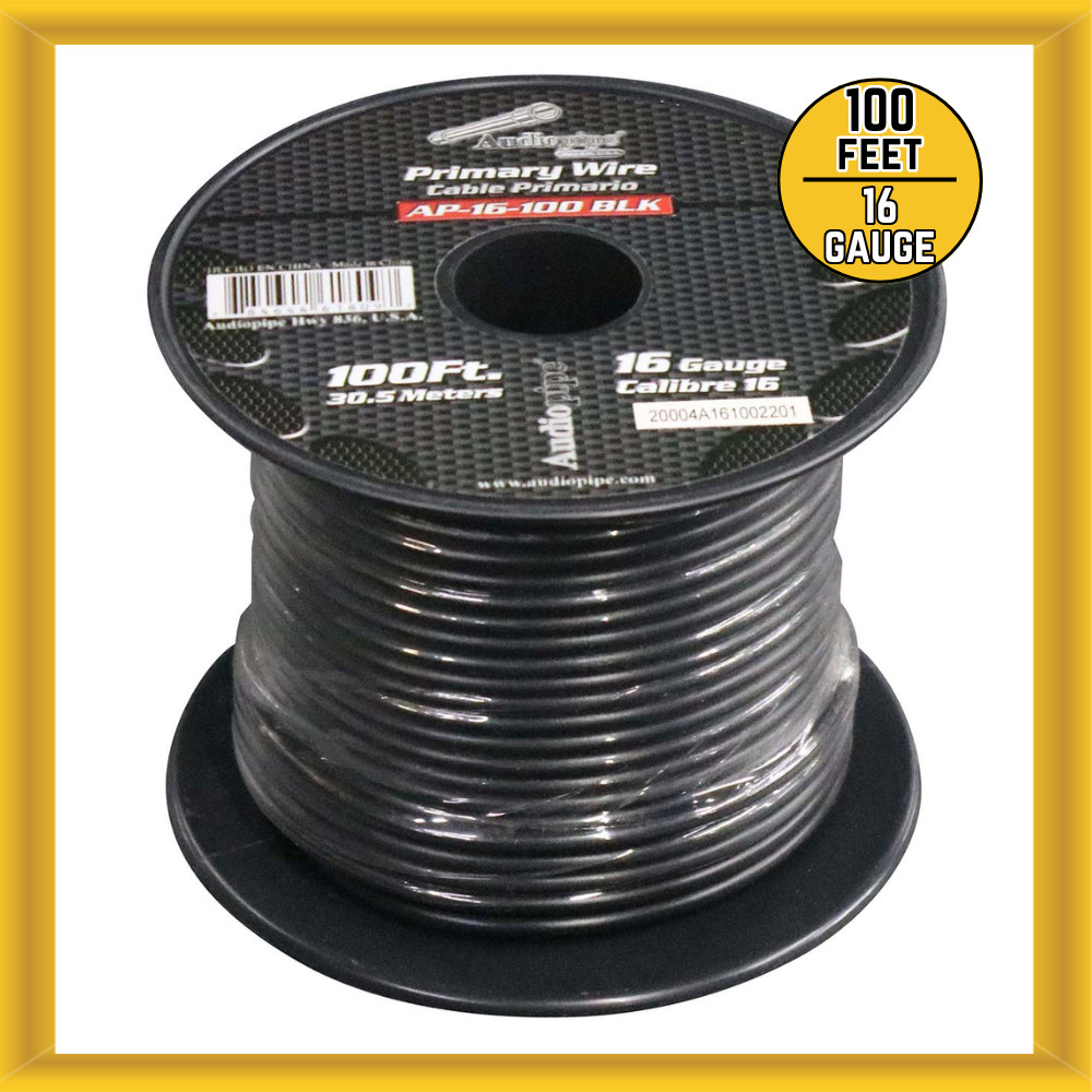 Audiopipe AP-16-100 BLK 16 Gauge 100 Feet 30.5 Meters Primary Wire in Black