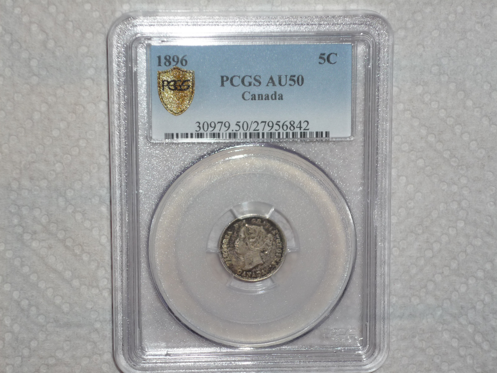 PCGS AU50 1896 Canada Five Cents