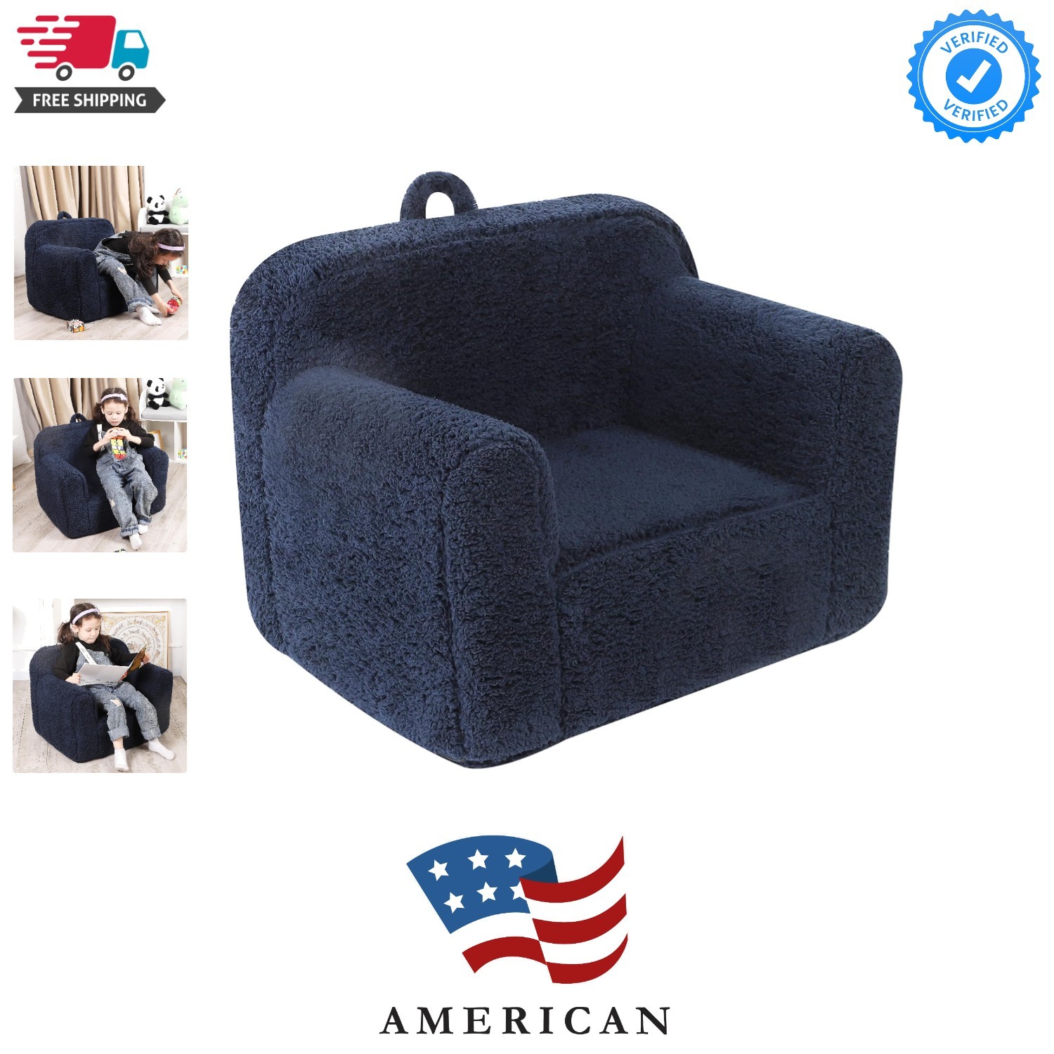 Kids Snuggly-Soft Sherpa Chair, Cuddly Toddler Foam Chair for Boys and Girls,...