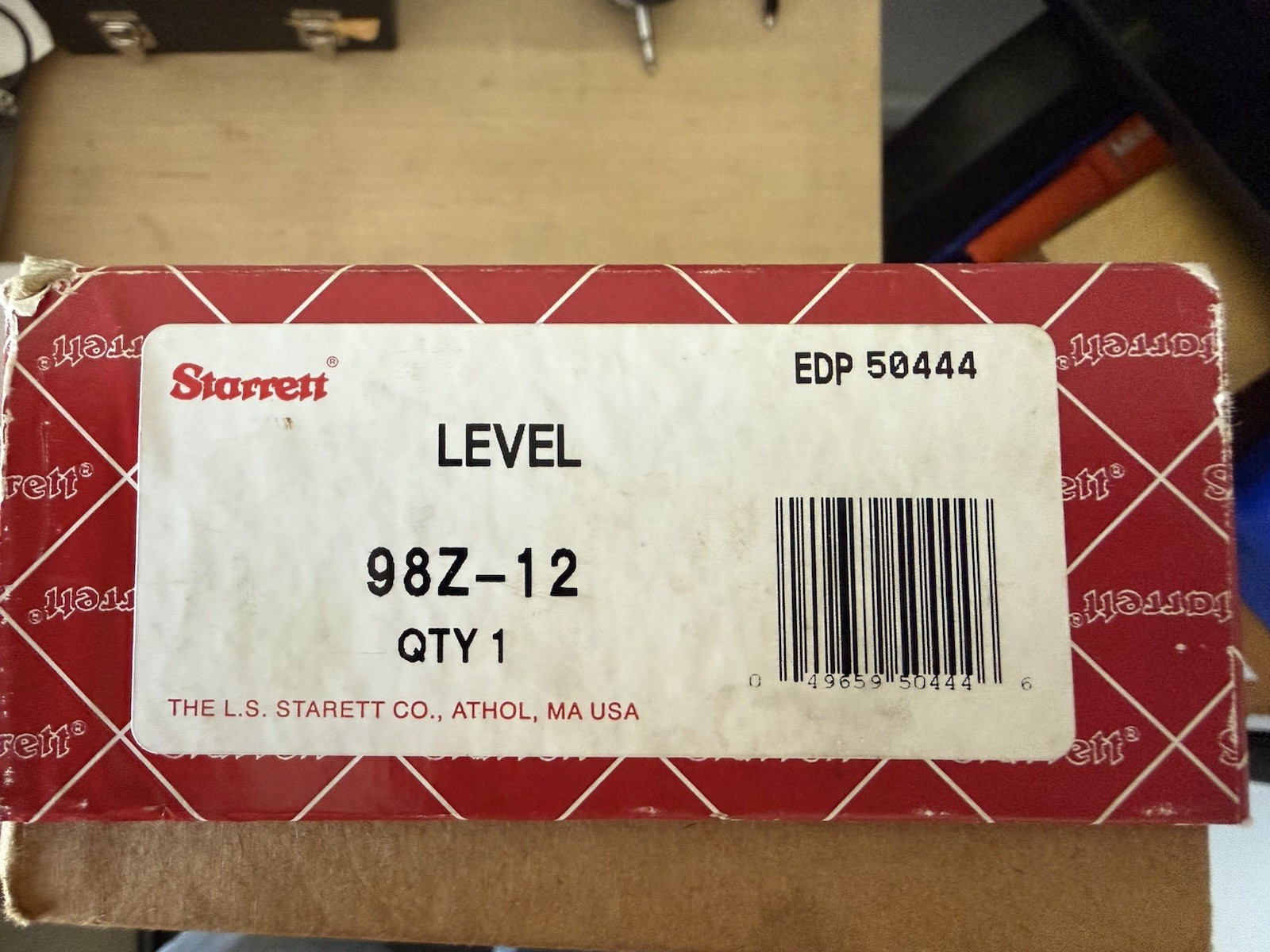 Starrett 98Z-12 Box Beam Level 12 in Metal Silver w/ Wooden Case EDP 50444