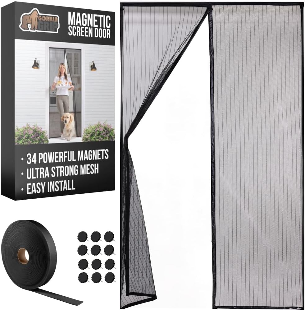 GORILLA GRIP Magnetic Screen Door, Hands Free Mesh Curtain Keeps Bugs and Mosqui