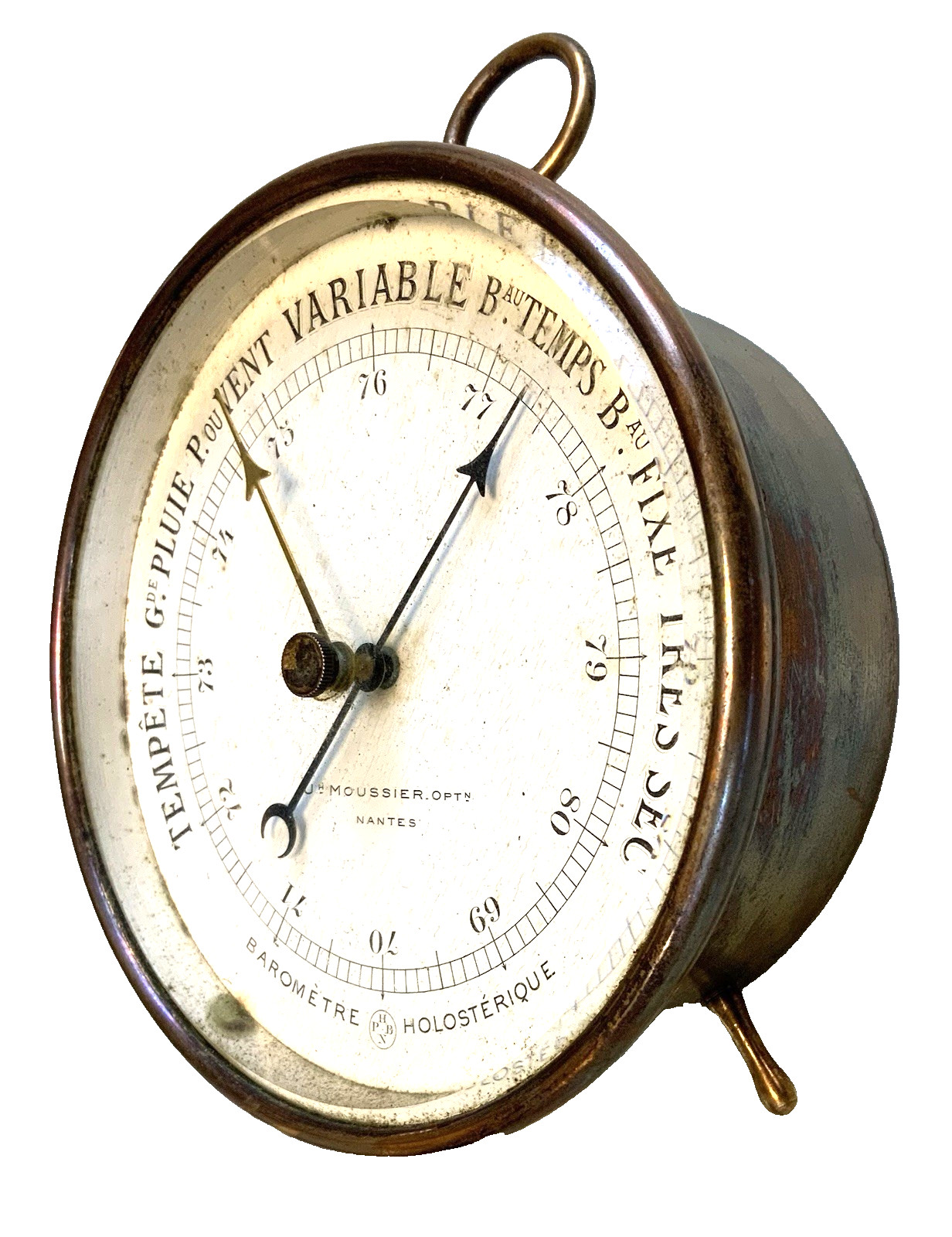 Antique Benchtop Holosteric Barometer 19th Century Brass