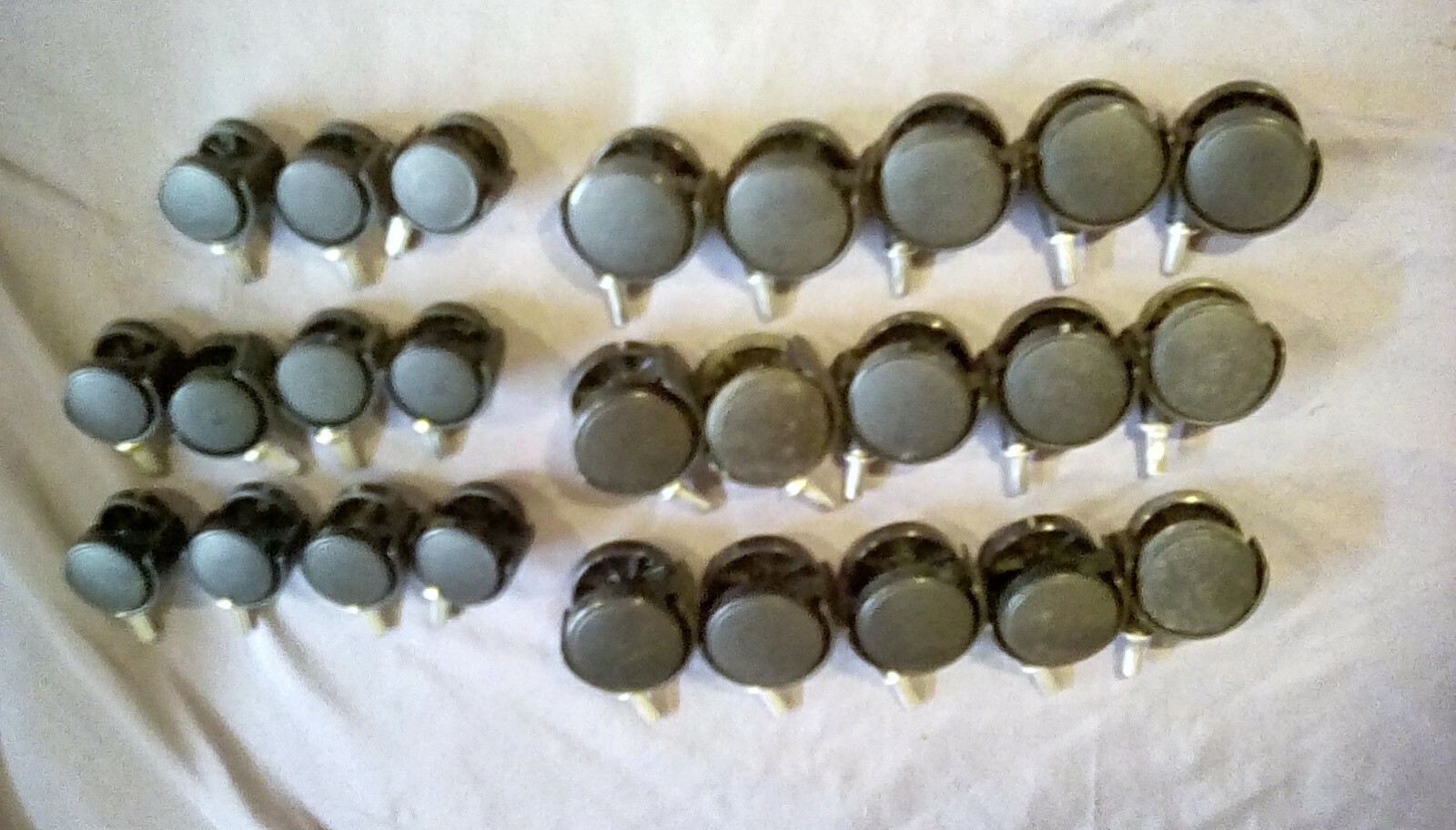 LOT OF 26 PLASTIC FURNITURE CASTERS - BLACK - UNUSED - 2 SIZES - GREAT CONDITION