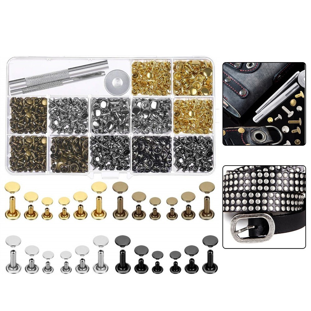 480 Sets Leather Cap Rivet with Installation Tools for Crafting and Repairs