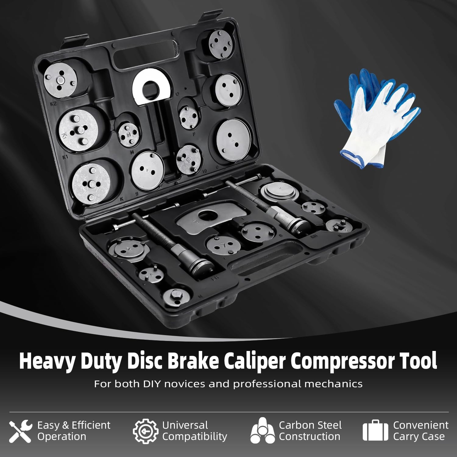 24pcs Heavy Duty Brake Caliper Compression Tool Kit for Brake Pad Replacement