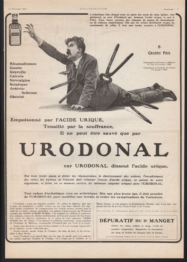 1922 URODONAL CURE QUACK MEDICINE MEDICAL BOTTLE REMEDY DISEASE HEALTH 21363