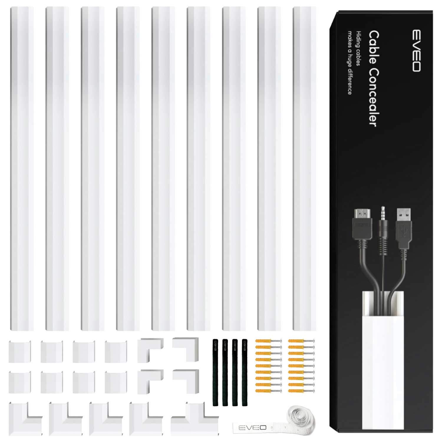 Cable Hider Wall - 153" Wall Cord Hider, Cable Concealer, Wire Covers for Cor...