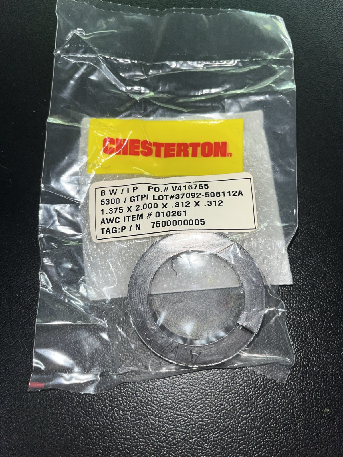 Nos Chesterton 5300 GTPI Graphite Packing Ring Lot#37092-508112A