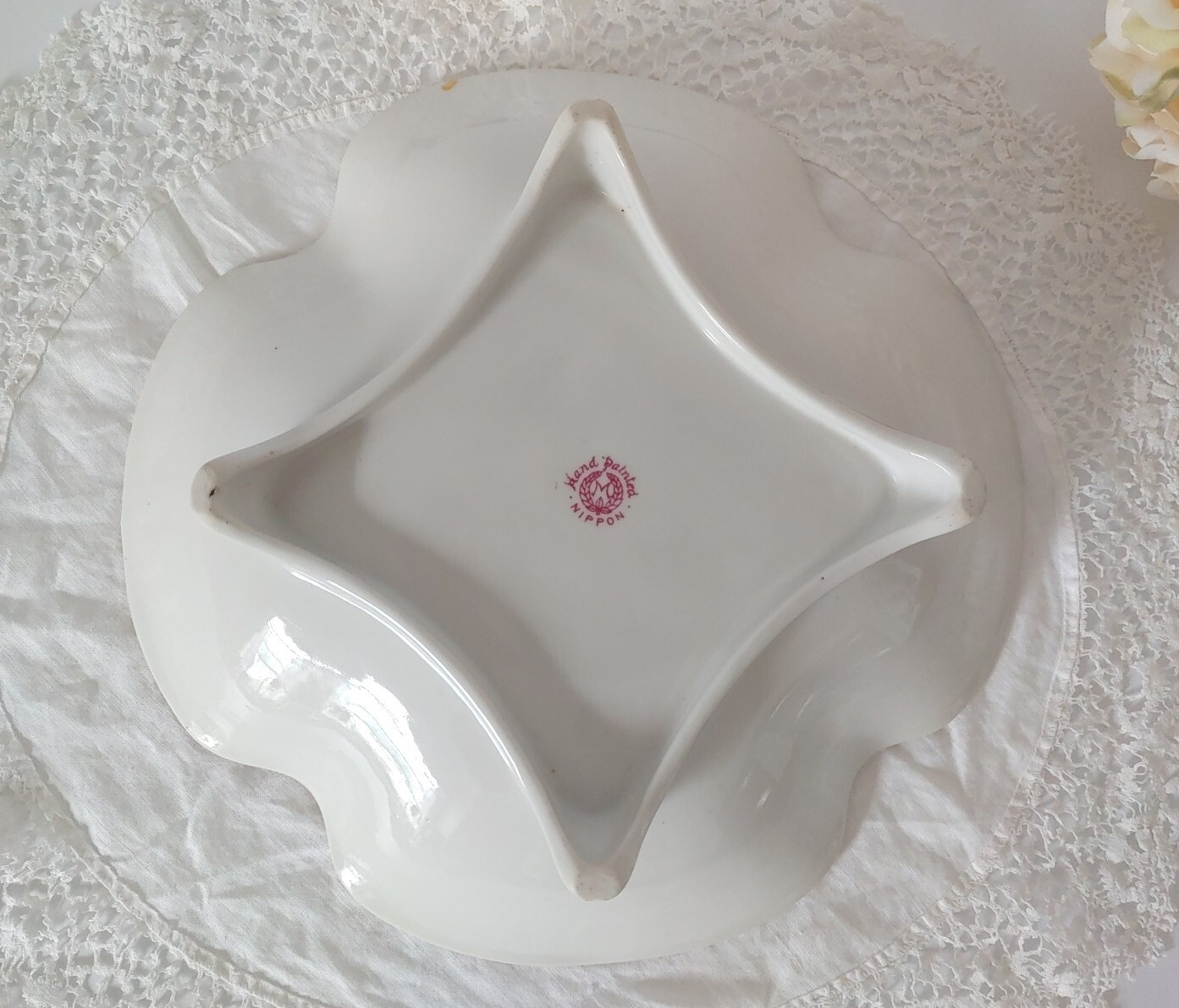 Vintage Hand Painted Nippon Footed Serving Dish