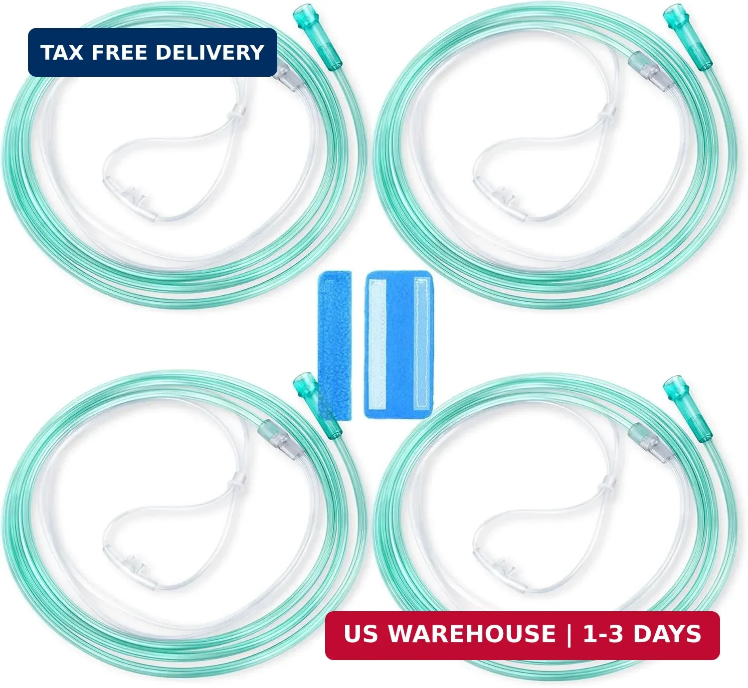 7 Foot Green Nasal Cannulas for Oxygen, Standard Kink Resistant Cannula Nasal Tu