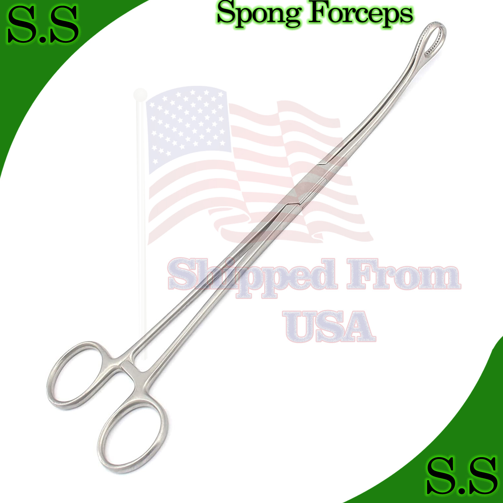 Sponge Forceps 9.5" Curved Serrated Surgical Gynecology Instruments German Grade
