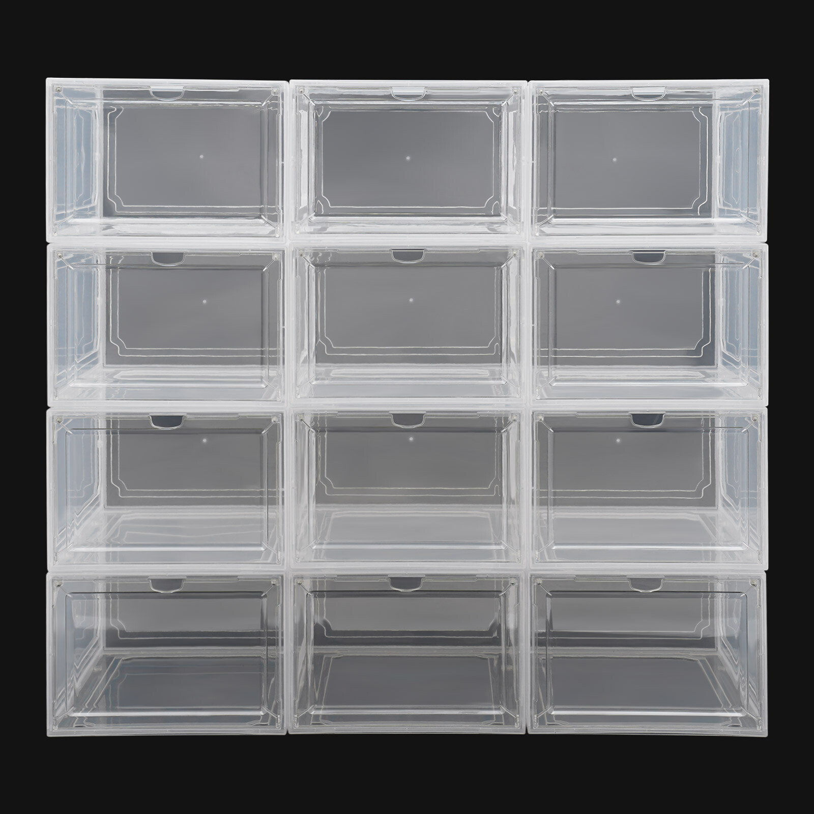 12PCS Shoe Containers Transparent-Front Door Open Acrylic Shoe Display Cabinet