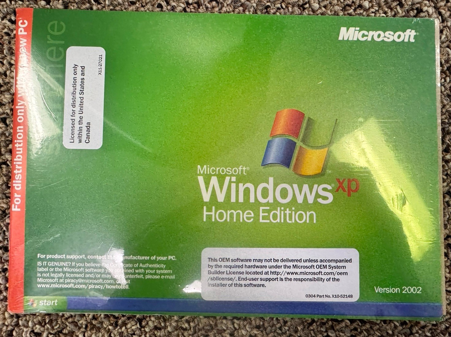 Microsoft Windows XP Home Edition 2002 Version Genuine Computer Software No Key
