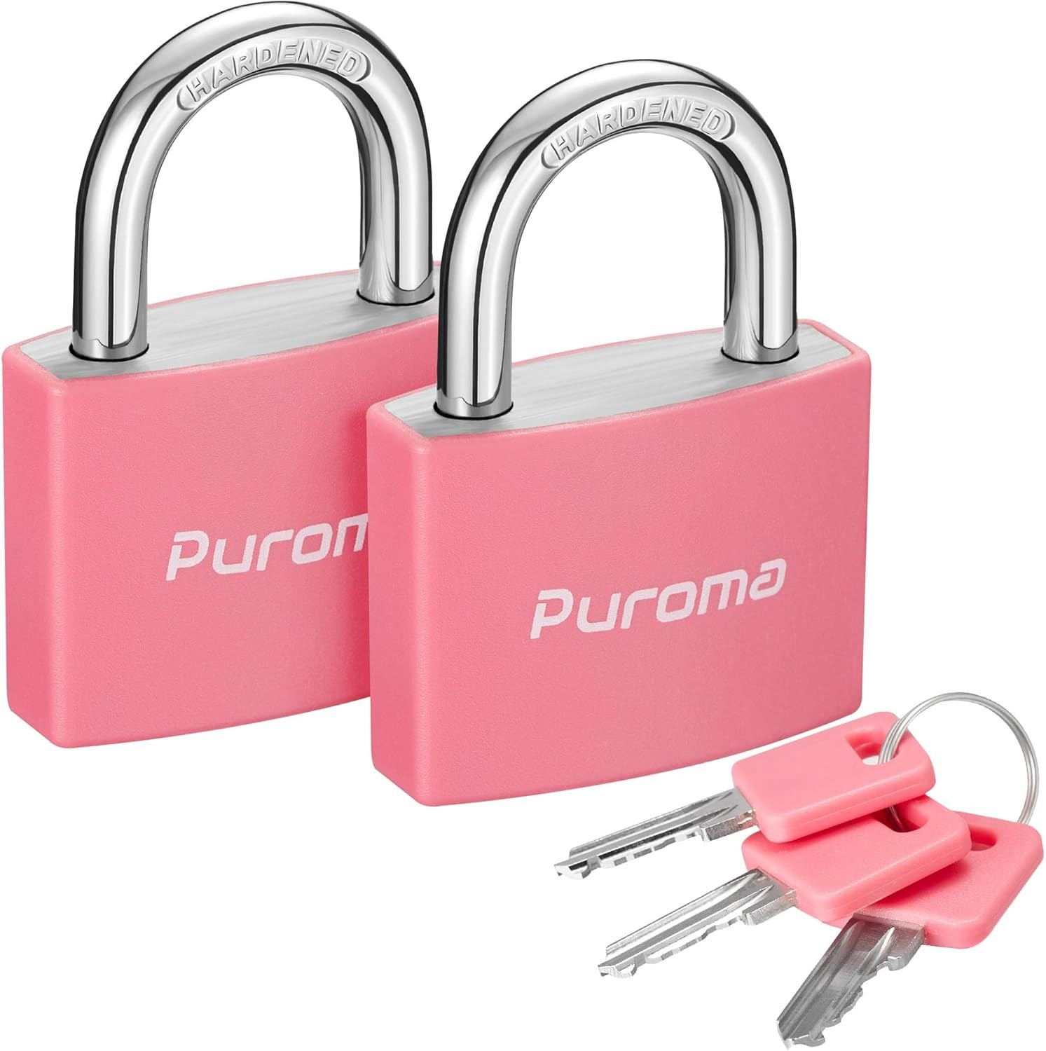 2 Pack Pink Padlocks Keyed Alike 43mm Aluminum Lock w 3 Keys Locker Gym