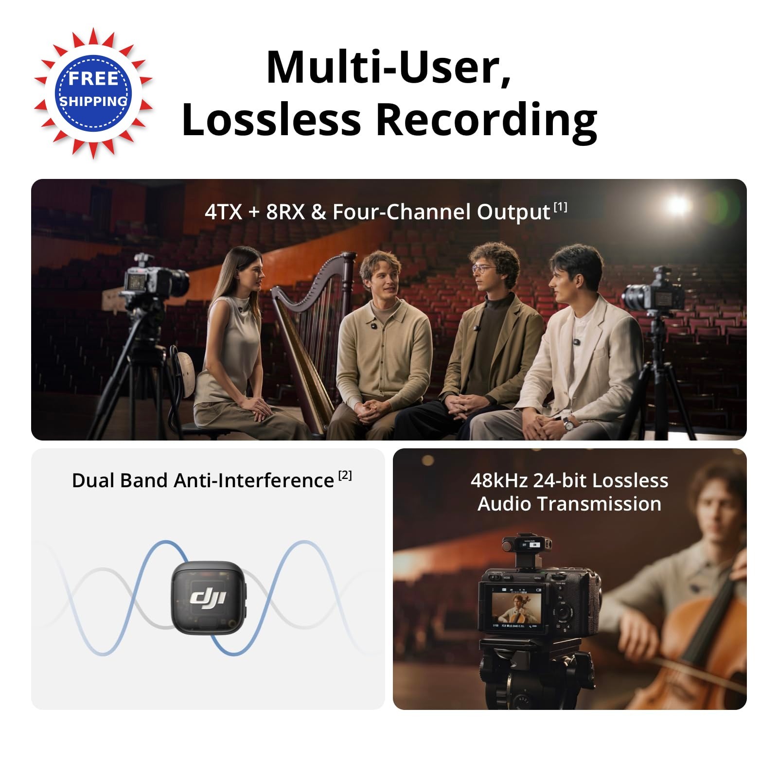 Wireless Microphone DJI Mic 3 Transmitter for iPhone Camera Android Lightweight