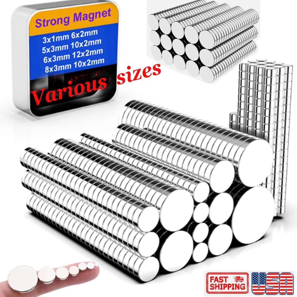 2-100pc Round Rare Earth Magnet Neodymium Small Strong Magnets Disc Refrigerator