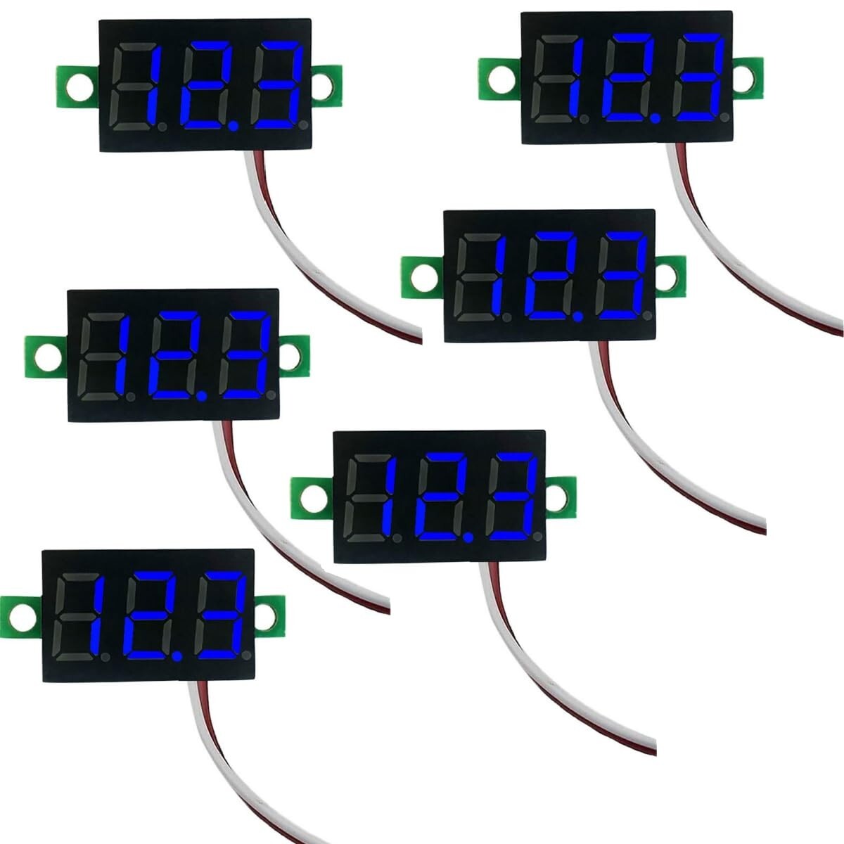 6Pcs Blue Mini Digital Voltage Meter DC 2.5~30V 0.28" 2 Car Battery Monitor