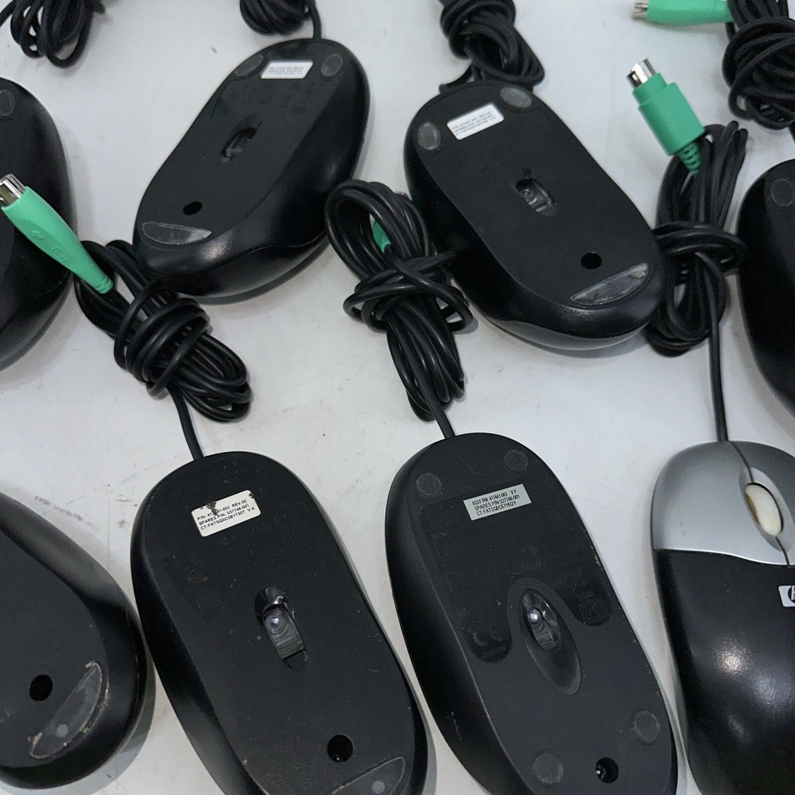 Lot 8 OEM HP M-SBF96 Silver/Black Three Button PS/2 Optical Scroll Wheel Mouse