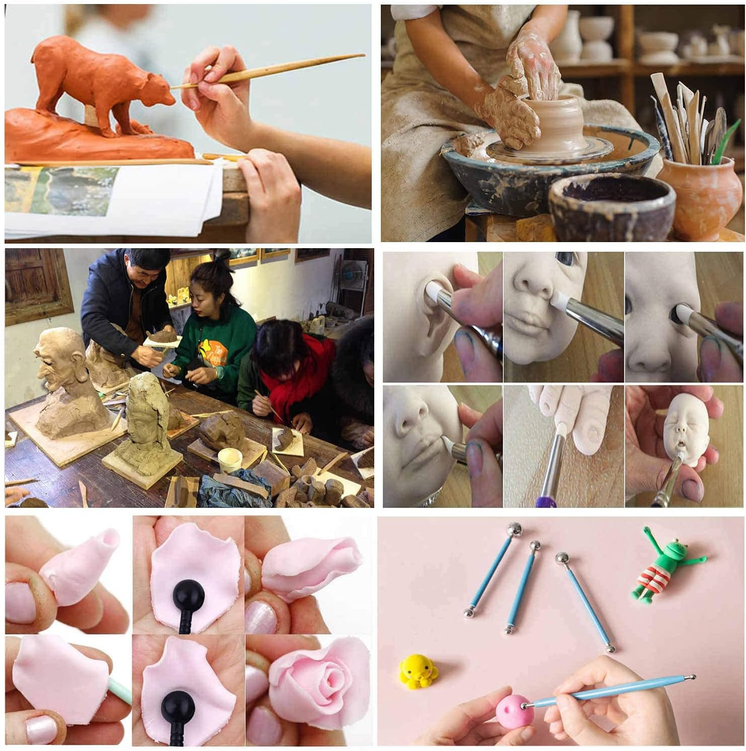 57PCS Ceramic Clay Tools Set with Plastic Case Modeling Pottery Sculpting Tools