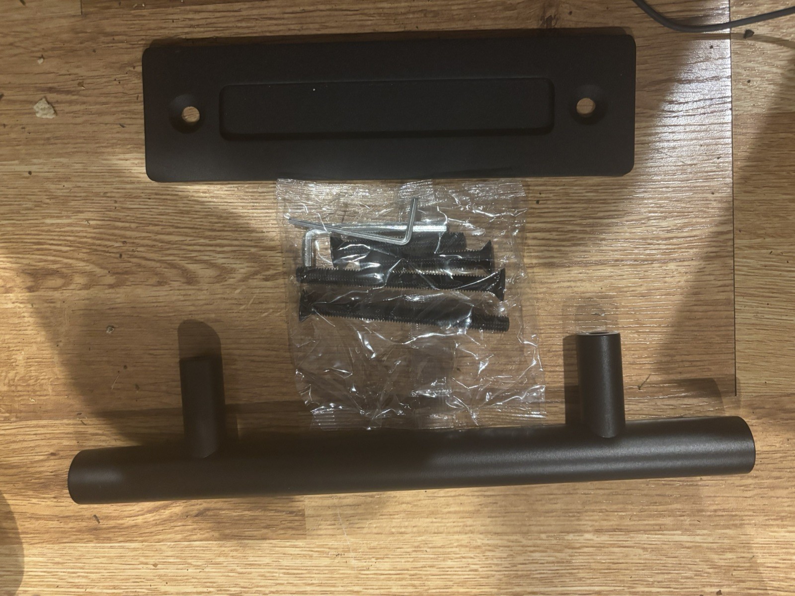 Black rustic door handle, hanger/roller set, adjustable spacer set