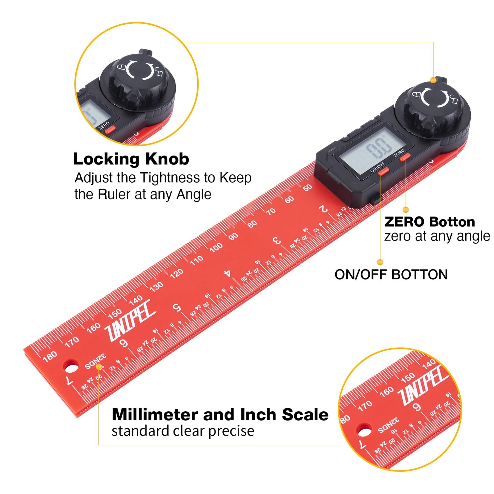 Digital Angle Finder Protractor 7 Inch 200mm LCD Measuring Tool Woodworking Carp
