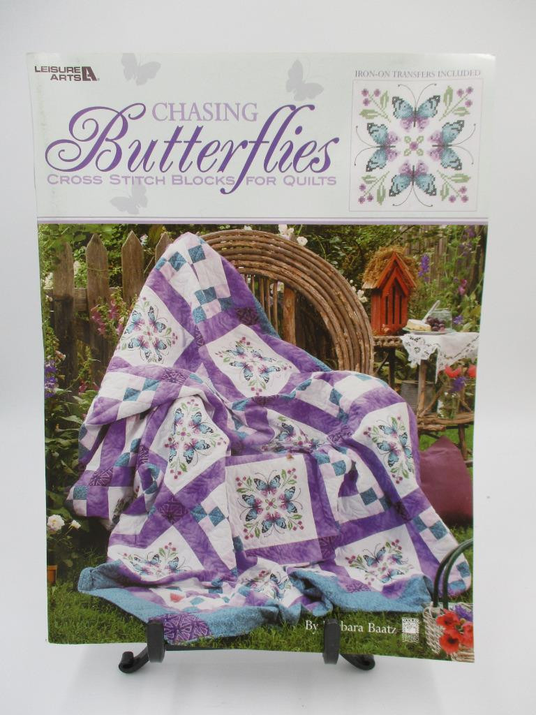 New Leisure Arts Chasing Butterflies Cross Stitch Blocks for Quilts Transfers