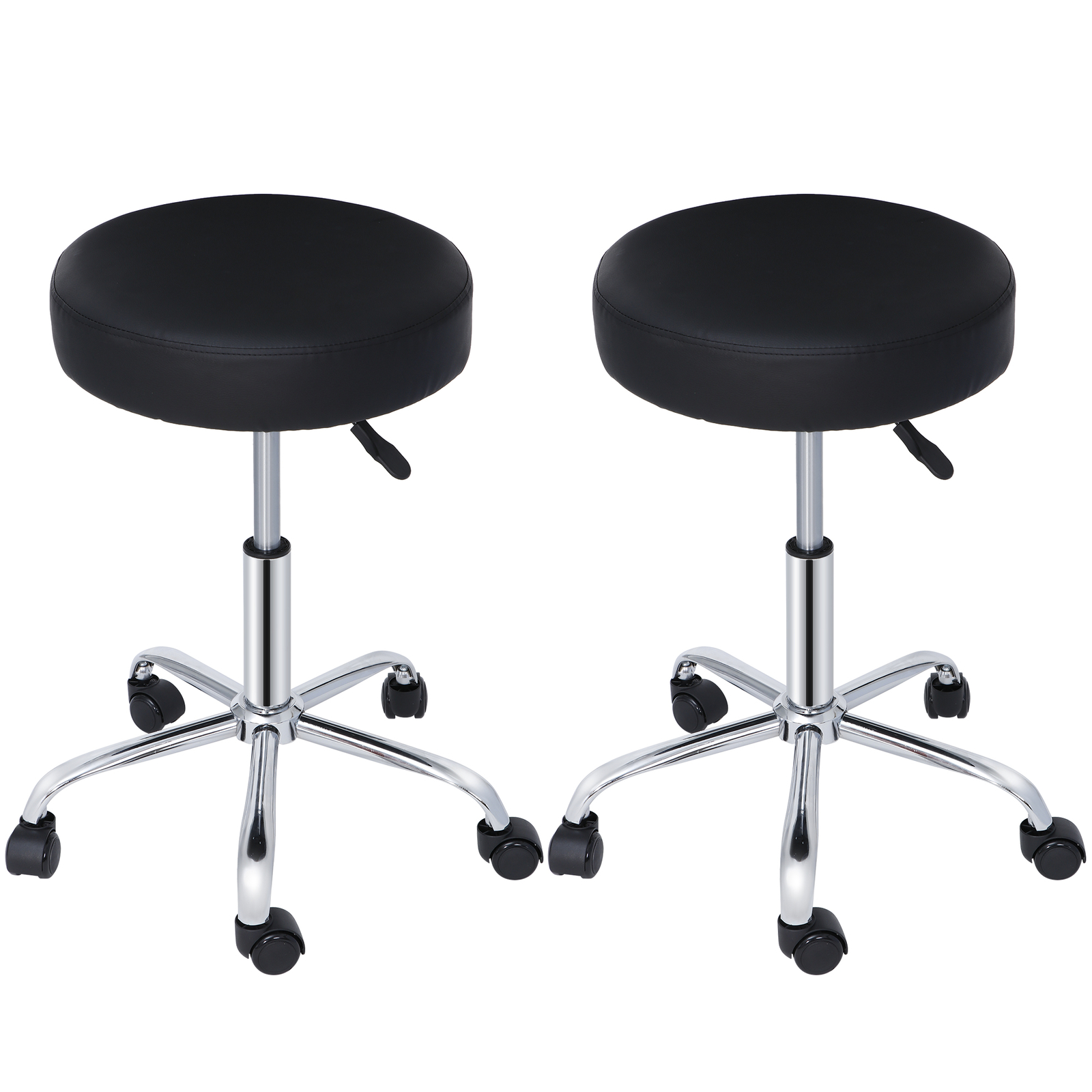 2PCS Adjustable Height Swivel Stool Spa Salon Chair Spa Stool Thick Pad