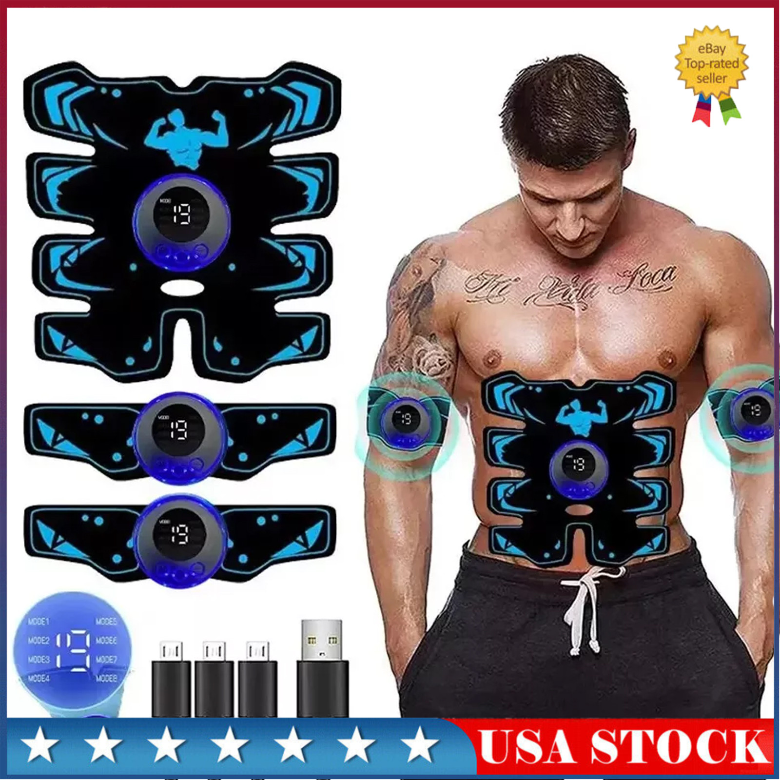 Muscle Stimulator EMS Ab Trainer Tens Unit Portable Stimulater Abs Massager