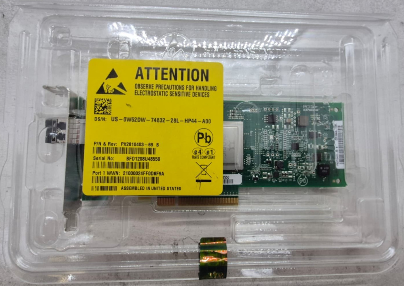 QLogic Dell PX2810403-69 8GB Fibre Channel HBA US-0W62DW-74832-28L-HP44-A00