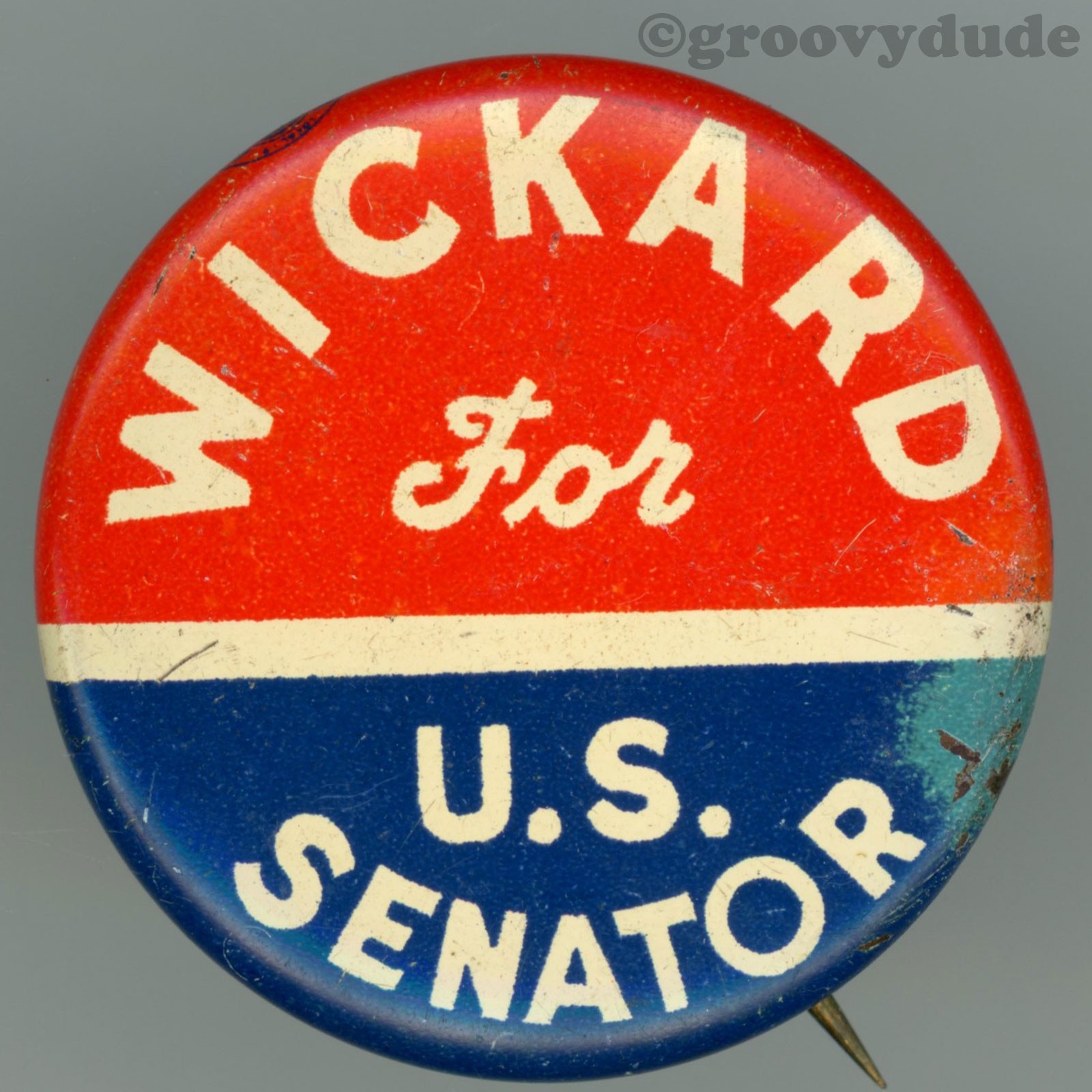 Claude R. Wickard 1956 US Senator Indiana 1-1/8" Litho Campaign Pinback Button
