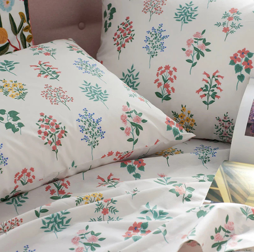 Rifle Paper Co. Hawthorne Classic Cool Percale Bed Sheet Set