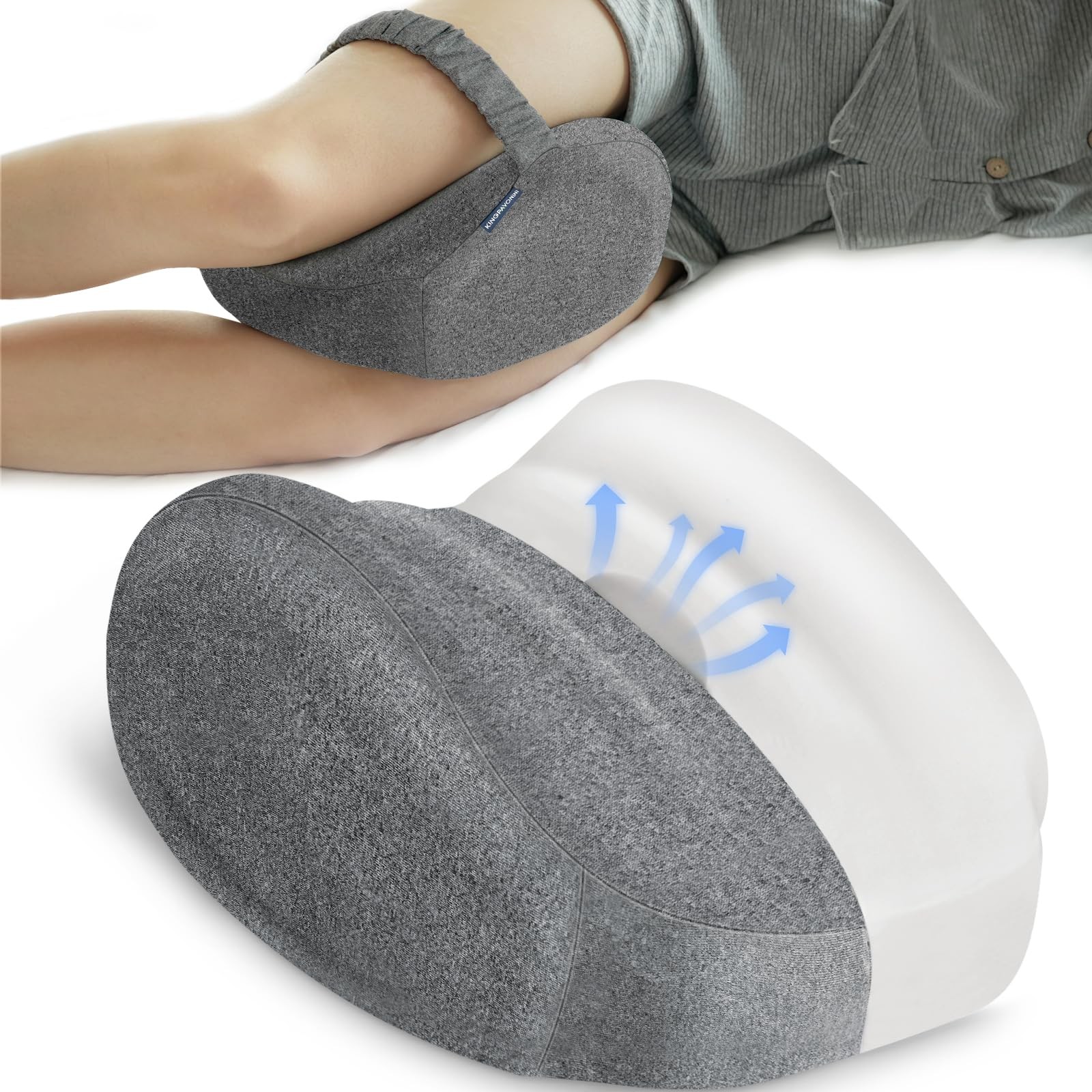 KingPavonini Cooling Knee Pillow for Side Sleepers Hip Pain, Memory Foam Leg ...