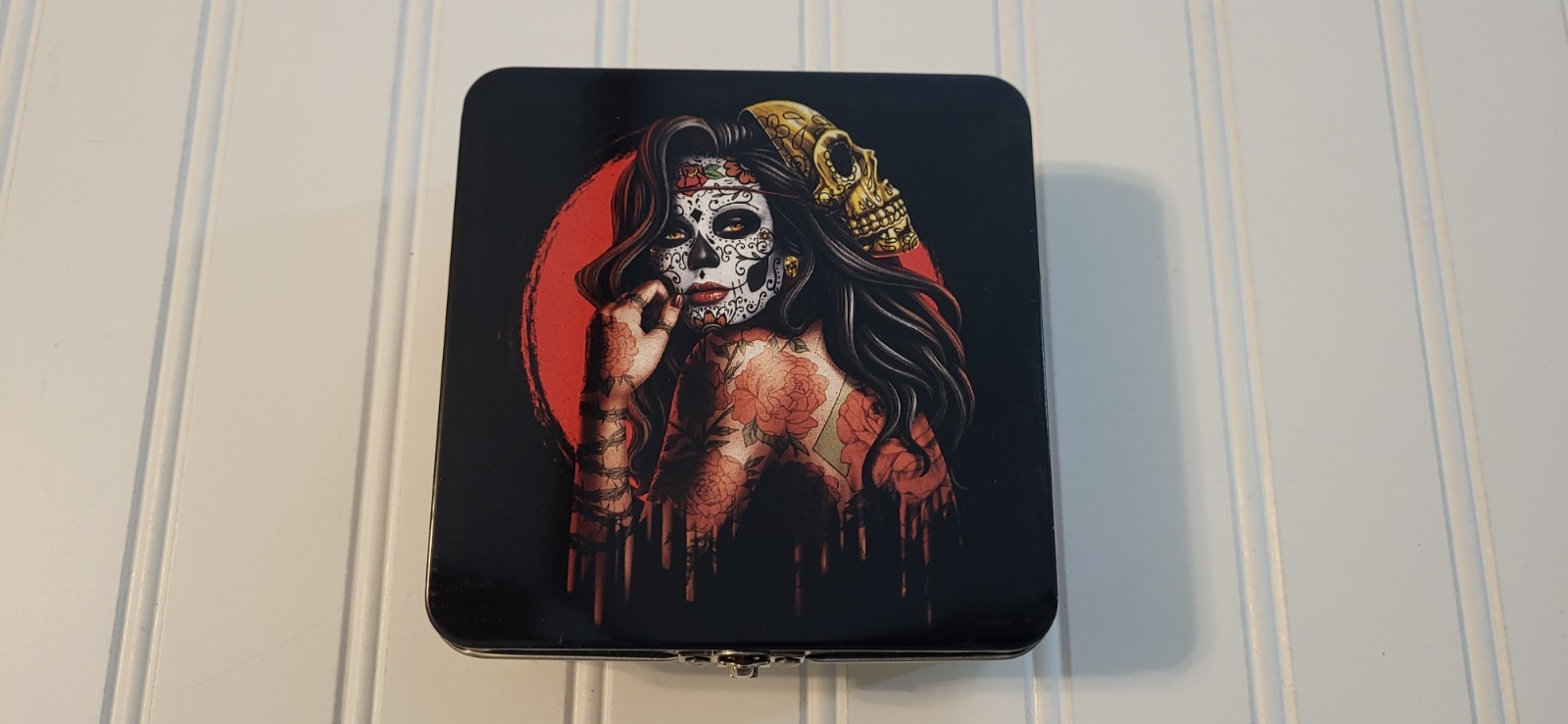 Smokezilla Metal Storage Box With Rolling Tray & Hasp 5" X 5" Inches