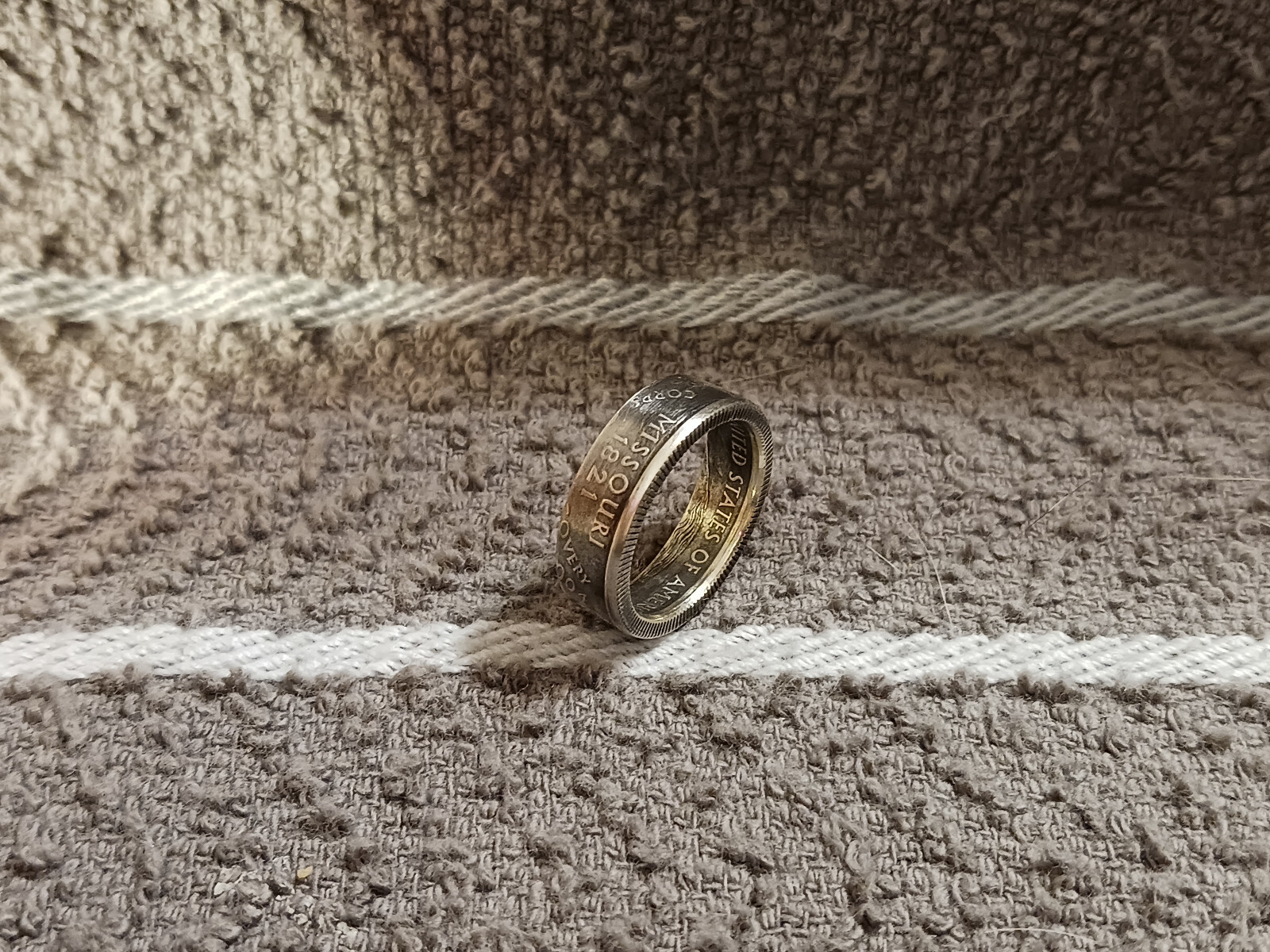 Missouri State 90% Silver Washington Quarters coin ring size 6  2003 Handcrafted
