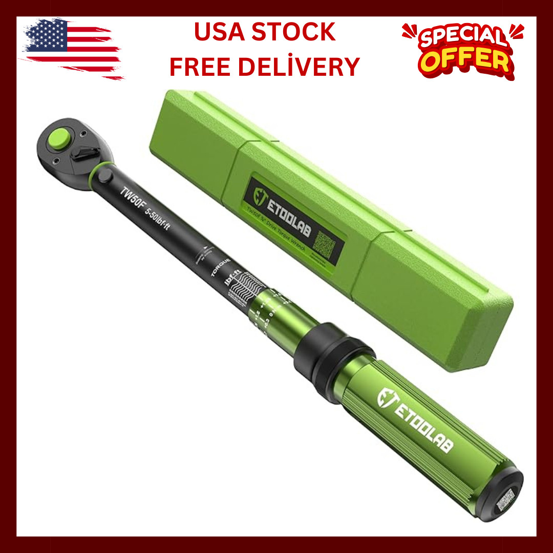 3/8-Inch Drive Click Torque Wrench - 5-50Ft-Lb/5-69.4Nm Torque Wrench, Dual-D...