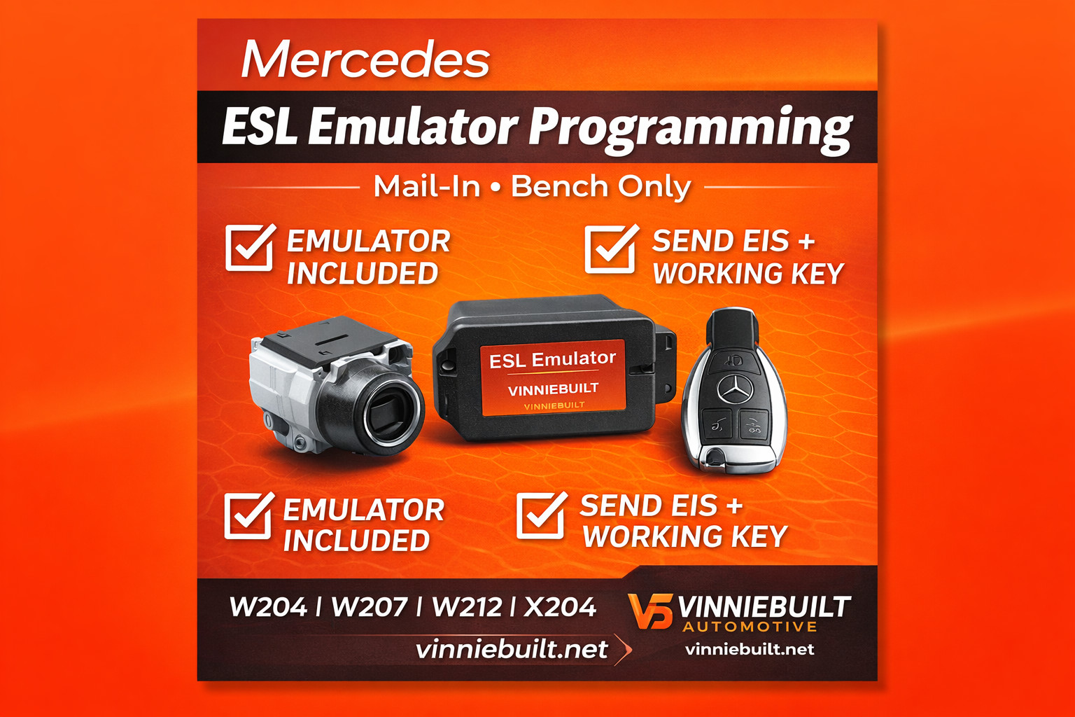Mercedes Key Turns No Start ESL Emulator Included Service Mail-In
