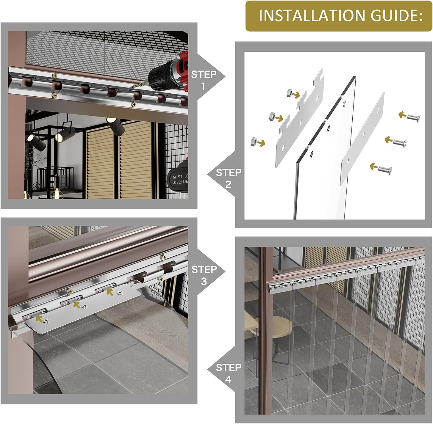 Strip Curtain Hardware - Universal Mount Hanger - Mounting Brackets for Plastic