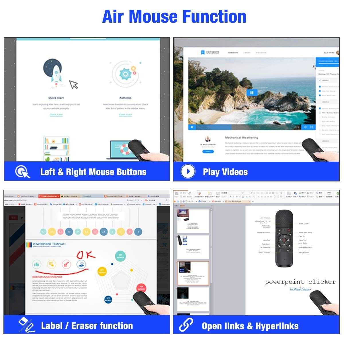 Presentation Clicker Air Function Wireless Presenter USB Powerpoint Clicker, ...