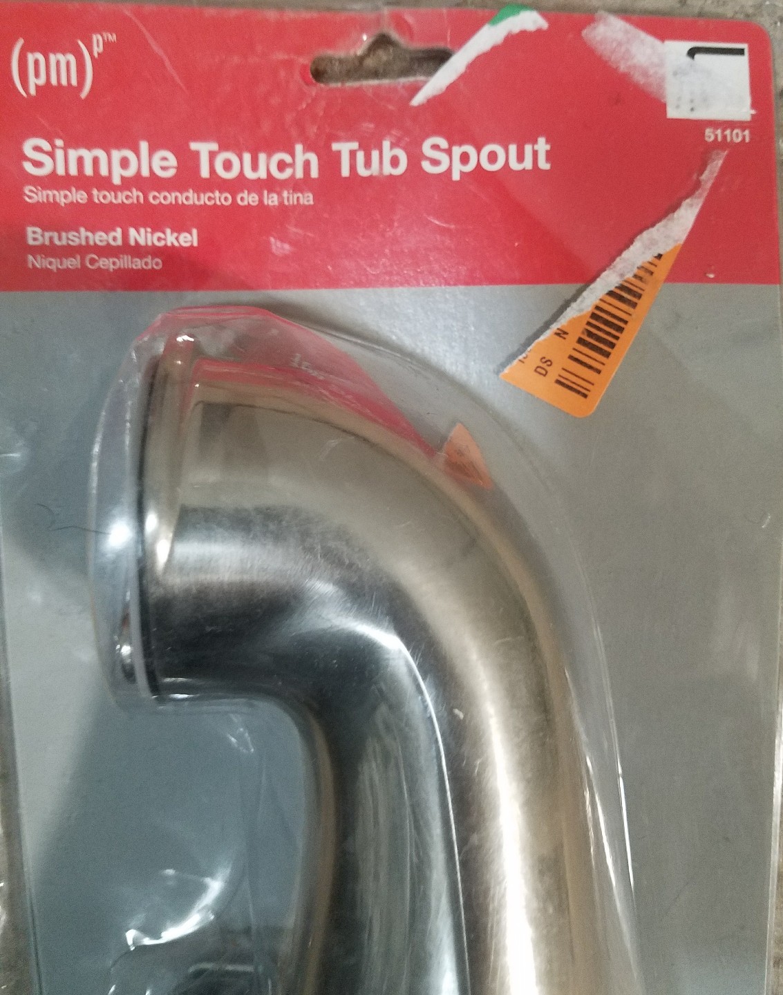 PARTSMASTER PRO MODEL (51101) 8.3 in. Simple Touch Tub Spout in Brushed Nickel