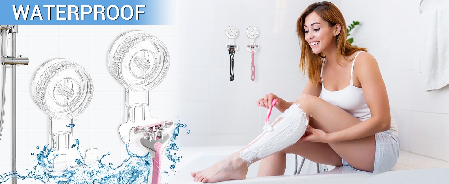Suction Hooks, 2 Pack Razor Hooks Removable & Reusable Suction Shower Hook