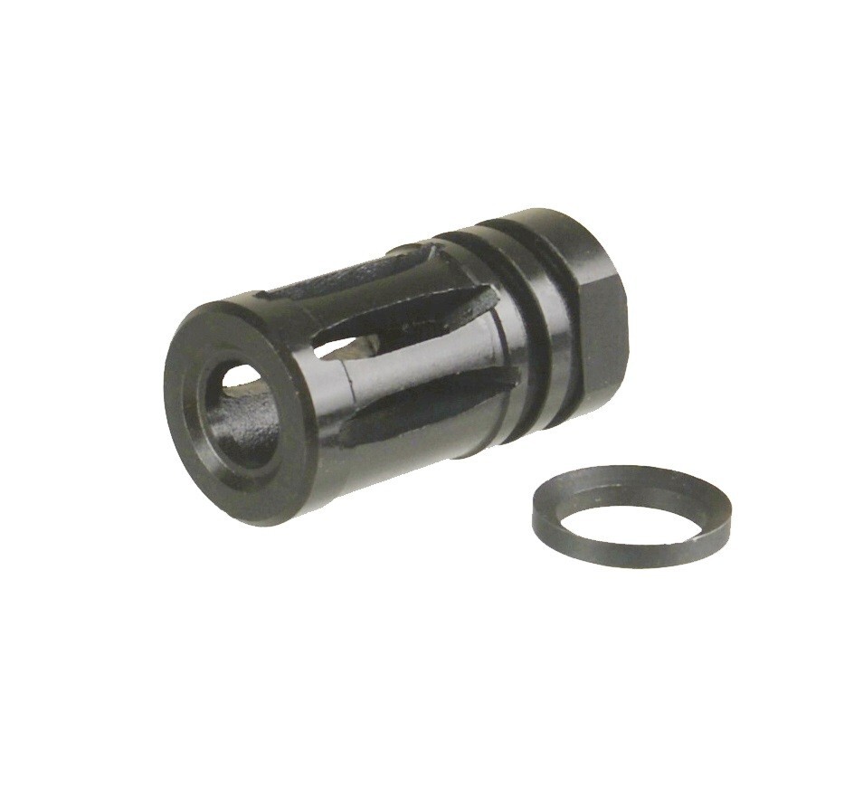 Black Steel Muzzle Brake Compensator 1/2''x28 TPI Thread For 9mm/350Legend/Ruger