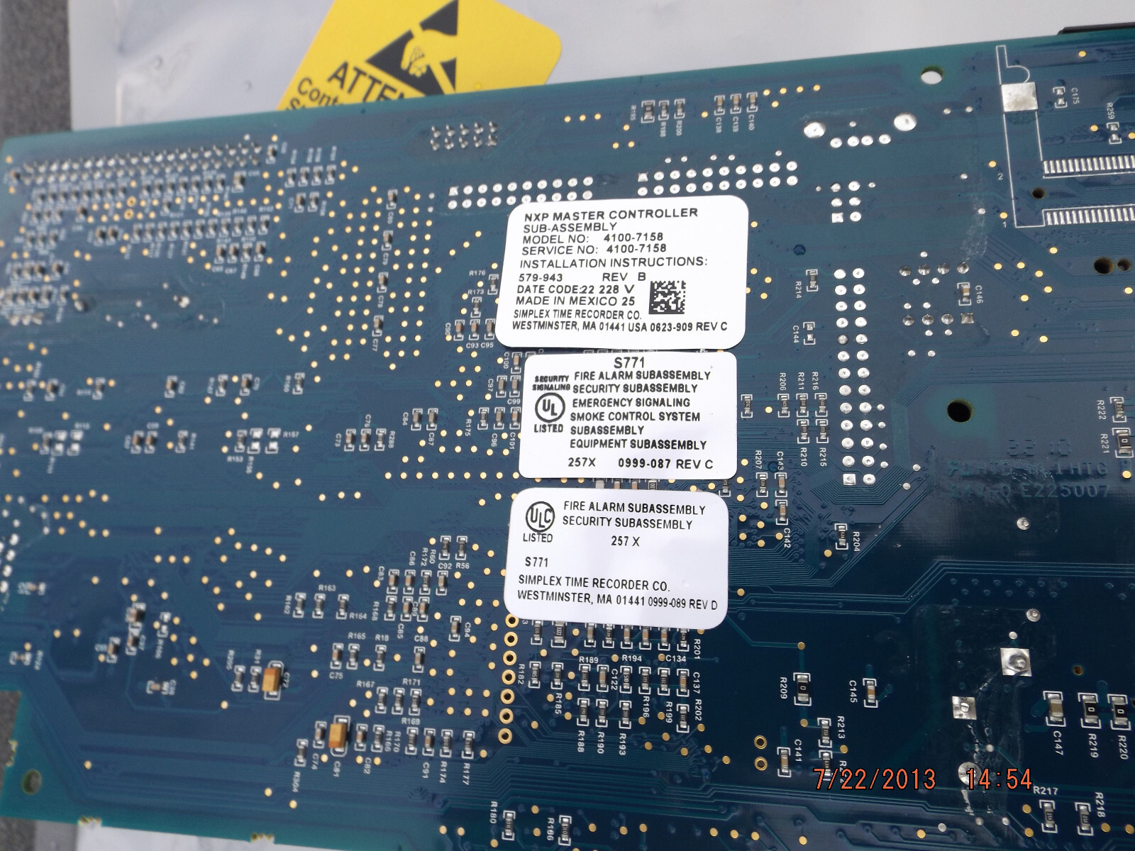 (1) **Used** Simplex 4100-7158 NPX Master Controller CPU Card 566-719 K