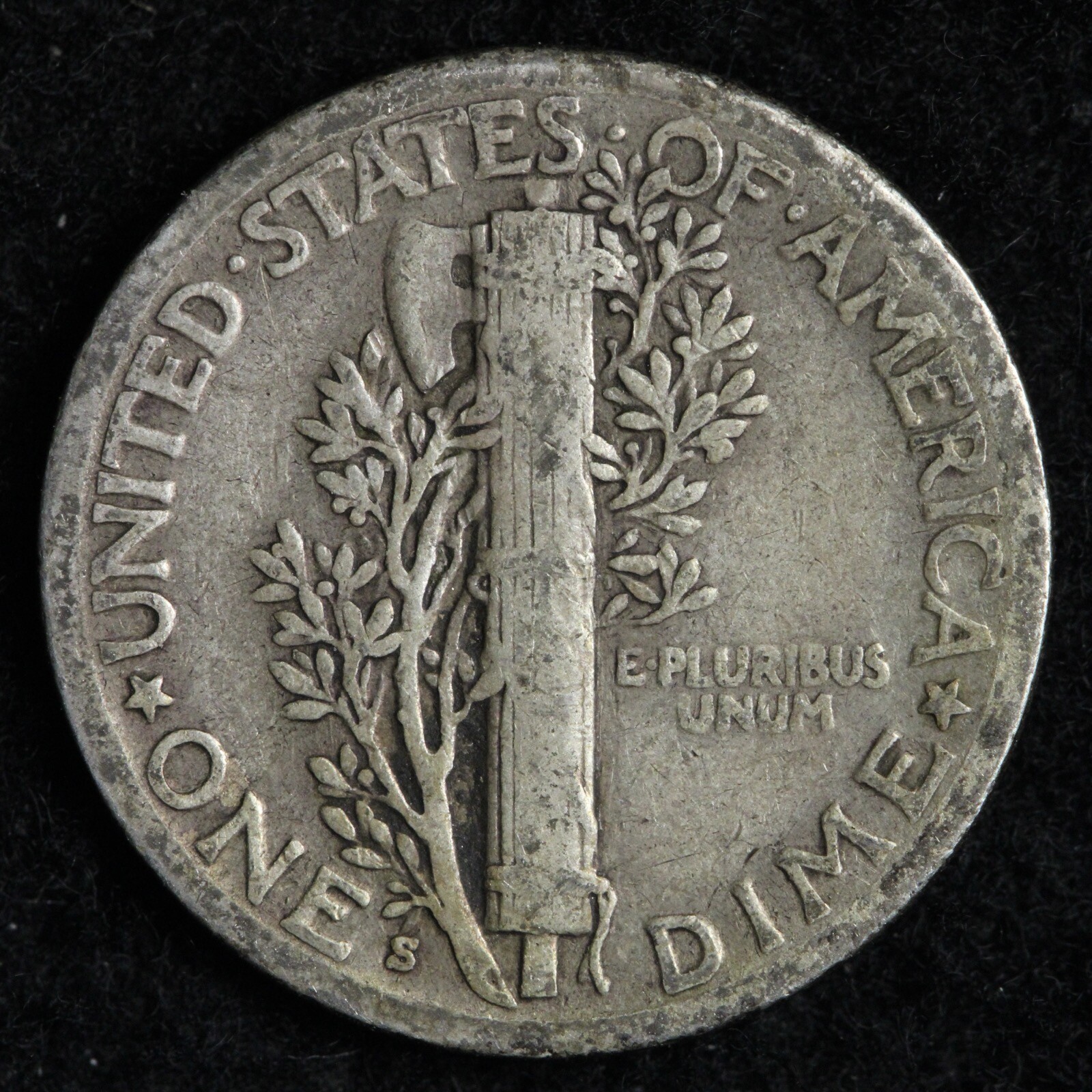 1927-S Mercury Silver Dime VF E148 T