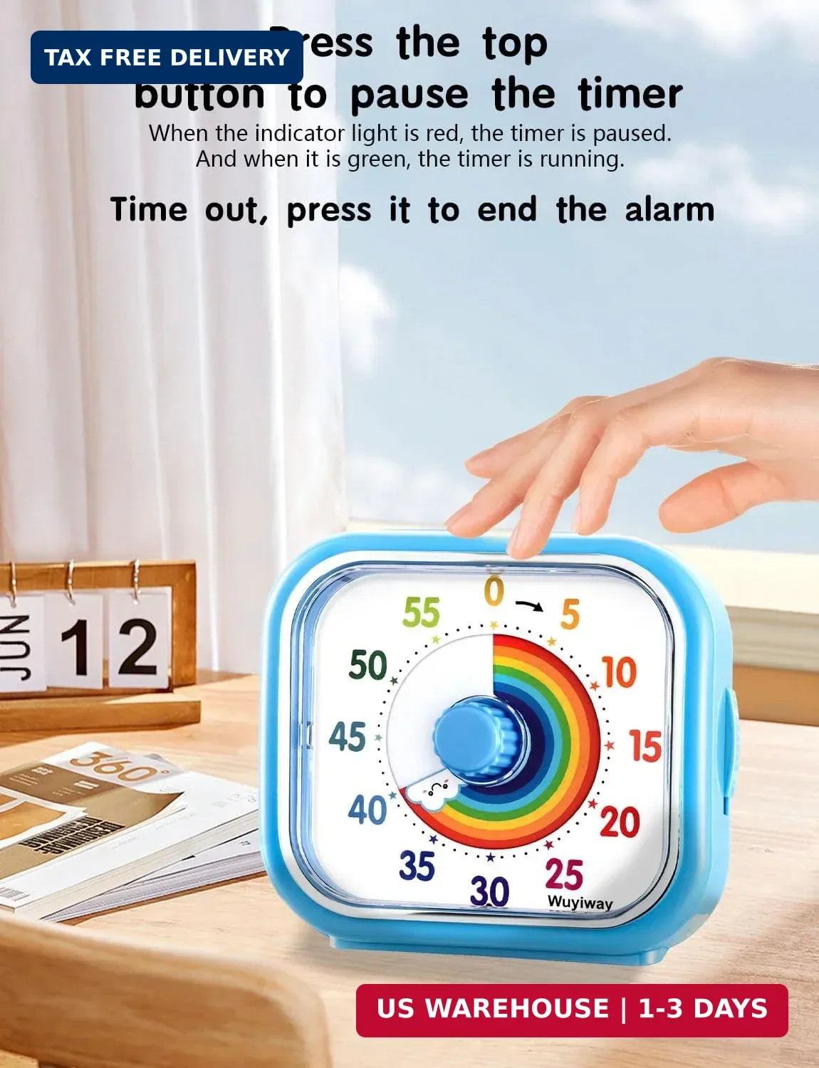 Visual Timer for Kids and Adults, Rainbow Disk 60 Minute Countdown Pomodoro Time